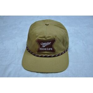 Miller High Life Hat Cap Snap Back Tan Brown Patch Embroidered Beer Promo Mens